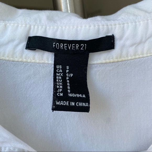 Forever 21 White Collared Button Down Shirt - Picture 3 of 4
